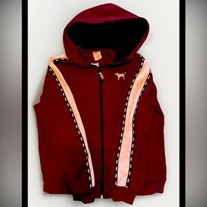 PINK Victoria's Secret Women’s Burgundy and White Pink Jacket with Sequins Small